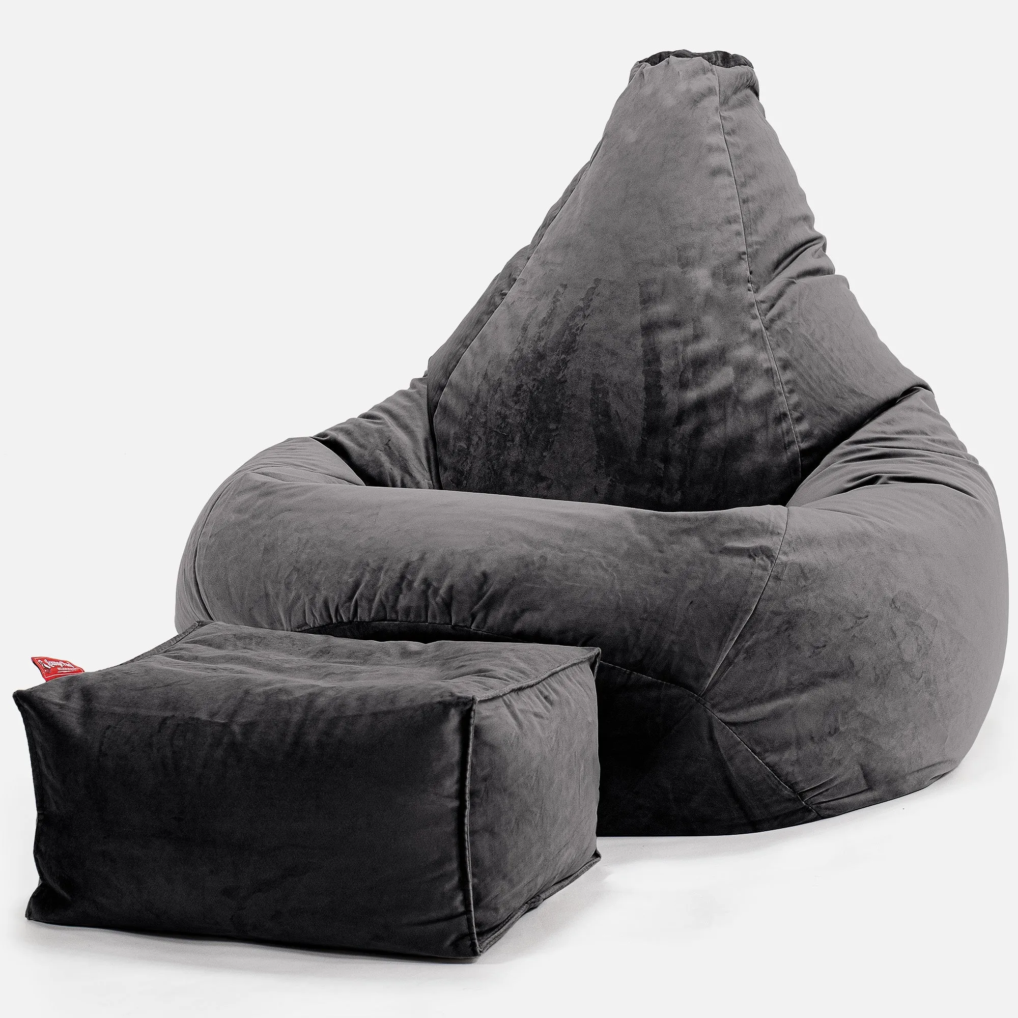 Highback Bean Bag Chair - Velvet Graphite Grey