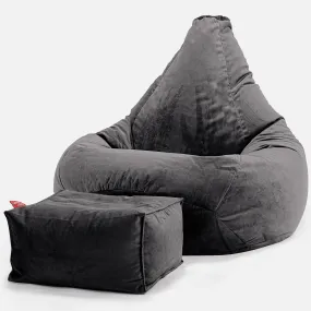 Highback Bean Bag Chair - Velvet Graphite Grey