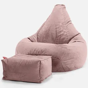 Highback Bean Bag Chair - Velvet Rose Pink