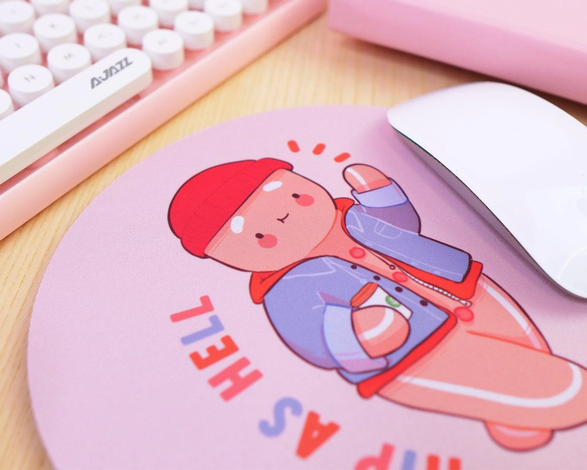 Hip as Hell Mouse Pad | Funny Hipster Gingie Desk Mat | Cute Kawaii Round Mousepad