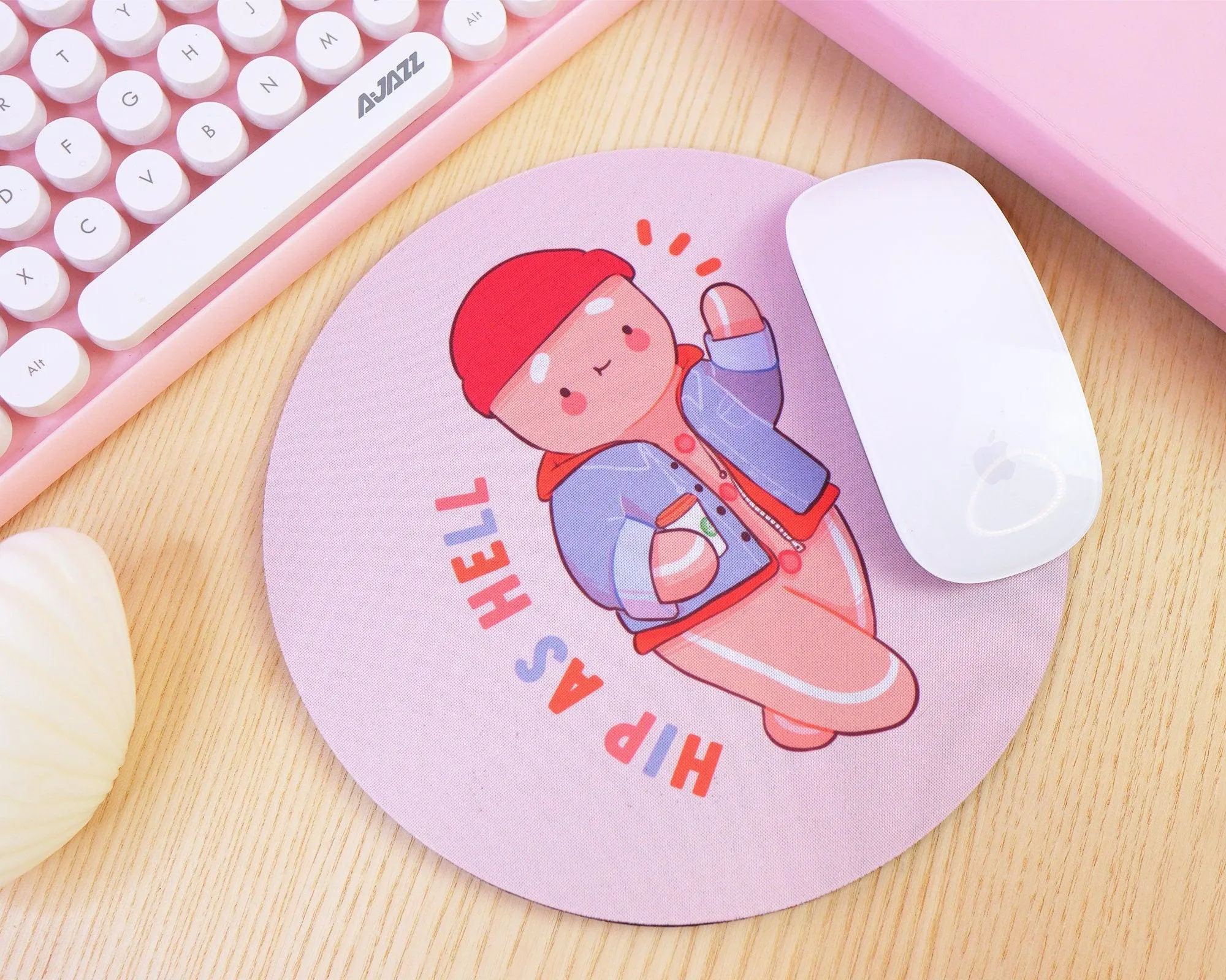 Hip as Hell Mouse Pad | Funny Hipster Gingie Desk Mat | Cute Kawaii Round Mousepad