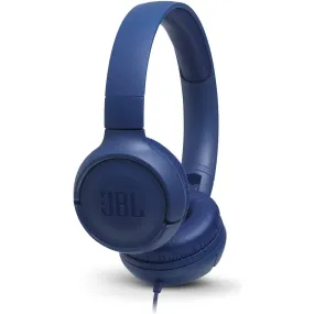 JBL T500 Over-Ear Headphones, Lightweight & Foldable, Pure Bass Sound, 1-Button Remote & Microphone - Blue