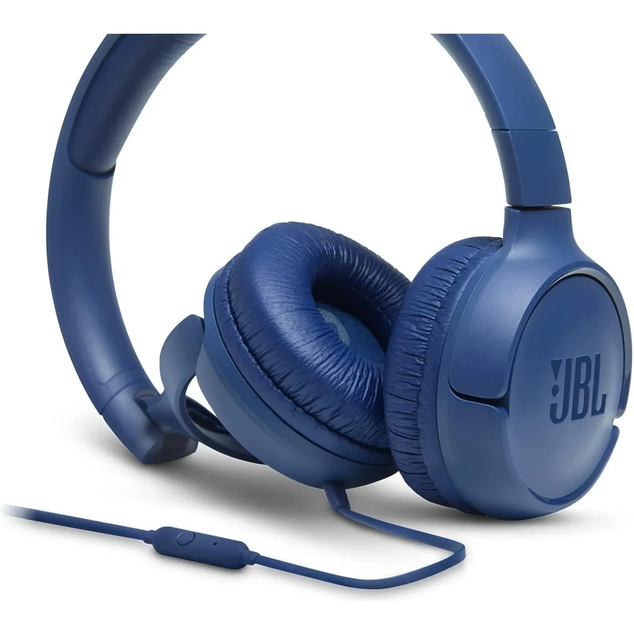 JBL T500 Over-Ear Headphones, Lightweight & Foldable, Pure Bass Sound, 1-Button Remote & Microphone - Blue