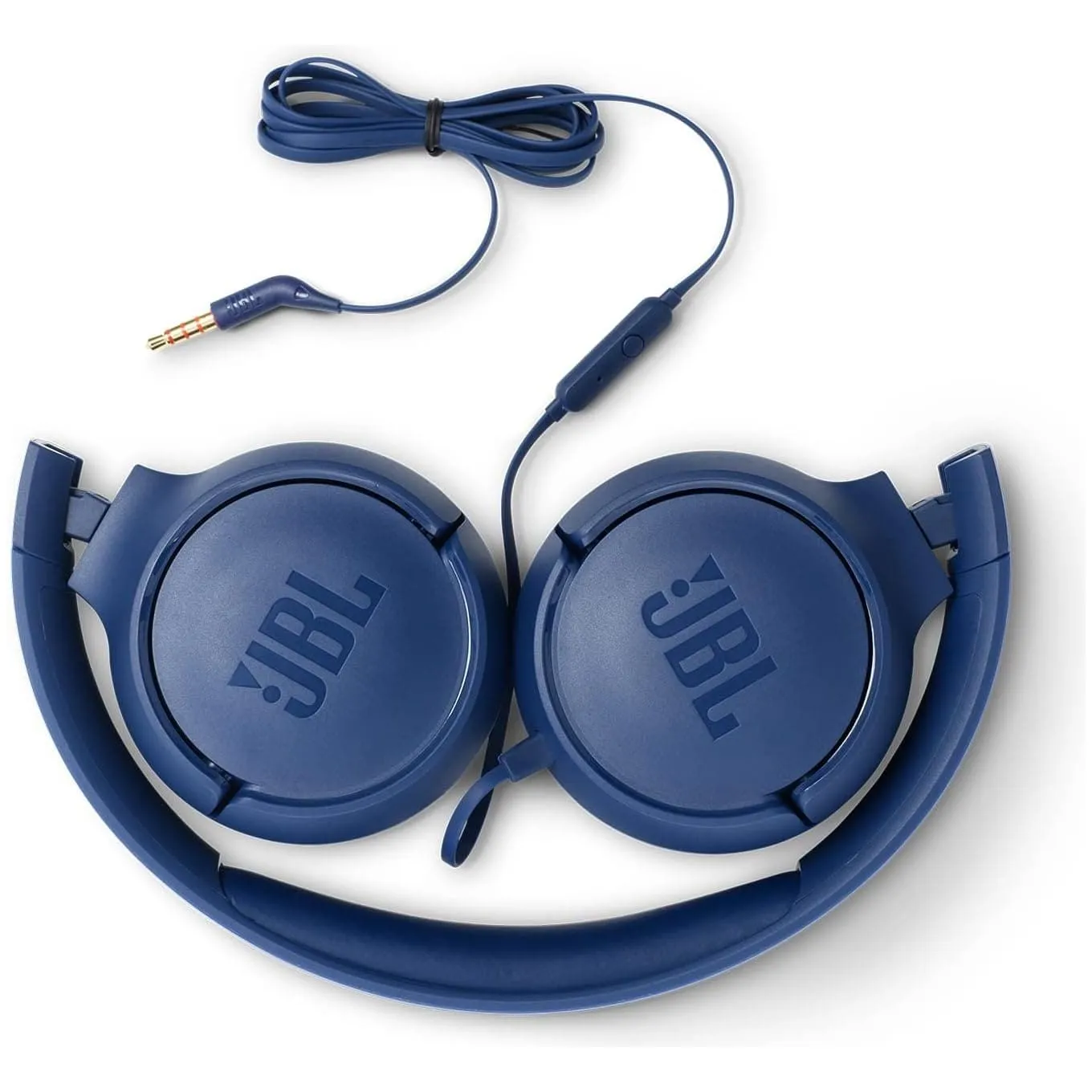 JBL T500 Over-Ear Headphones, Lightweight & Foldable, Pure Bass Sound, 1-Button Remote & Microphone - Blue