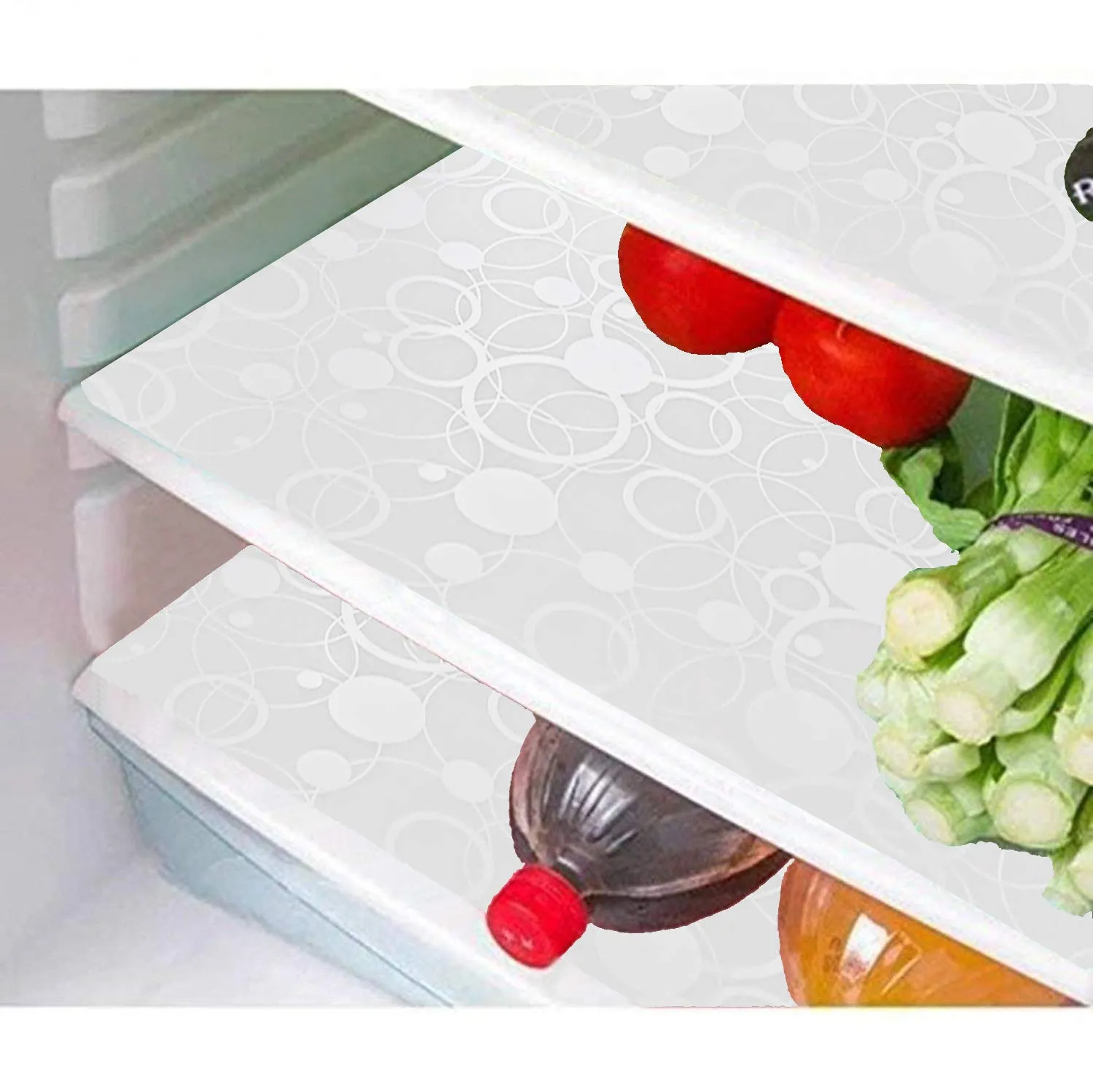 Kuber Industries Circle Design Combo of PVC 3 Pieces Fridge Mats, 1 Piece Handle Cover and 1 Piece Fridge Top Cover (Grey) - CTKTC22400, (Model: CTKTC022400)