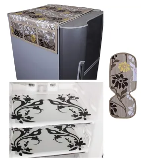 Kuber Industries PVC 3 Pieces Fridge Mats, 1 Piece Handle Cover and 1 Piece Fridge Top Cover (Multi) - CTKTC7419