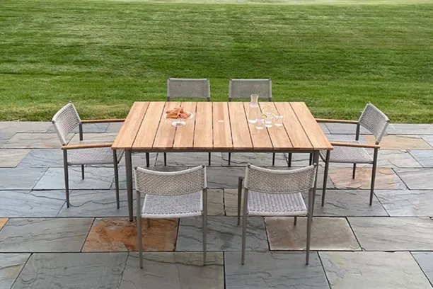 LA JOLLA 9 PIECE DINING SET - 44" x 92" La Jolla Dining Table, 2 La Jolla Arm Chairs and 6 La Jolla Side Chairs