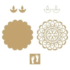 LET'S DIY Reusable Round Shape Rangoli Mats | 11-Inch Rangoli Set for Diwali & Home Décor | Eco-Friendly & Portable Rangoli Stencils | Festive Decoration for Entrance & Pooja Room