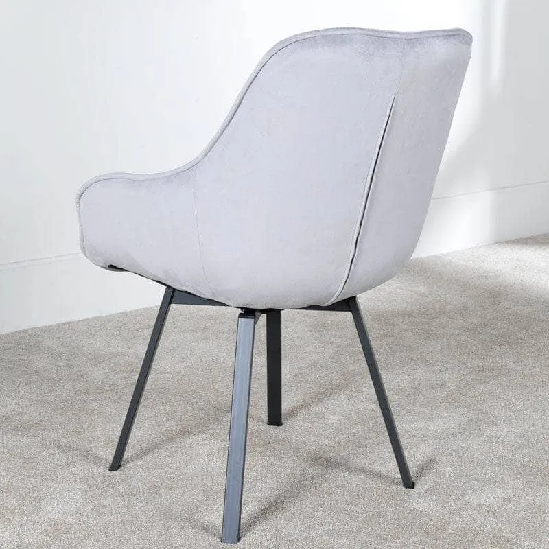 Lincoln Round Dining Table & 4 Silver Montreal Dining Chairs