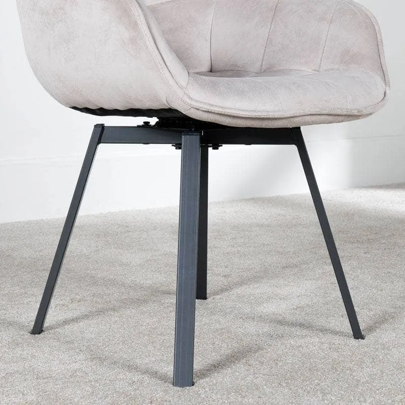 Lincoln Round Dining Table & 4 Taupe Montreal Dining Chairs