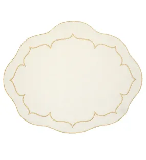 Linho Placemats Ivory/Gold Oval Set of 4