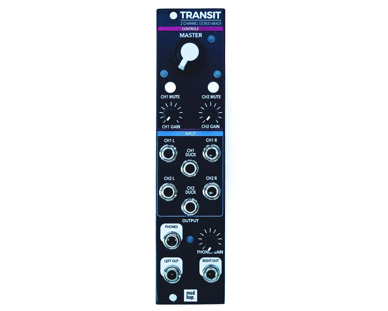 Modbap Modular Transit 2 Channel Stereo Eurorack Mixer