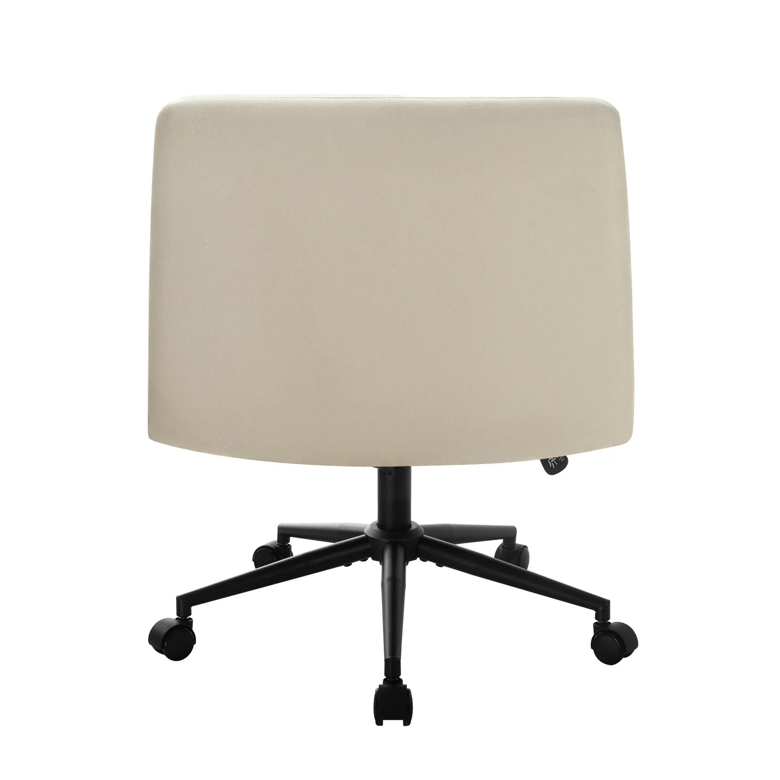 Oikiture Mid Back Armless Office Desk Chair Wide Seat Linen Beige with Wheels