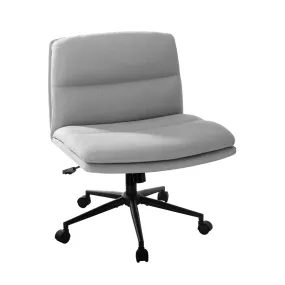 Oikiture Mid Back Armless Office Desk Chair Wide Seat Linen Grey with Wheels