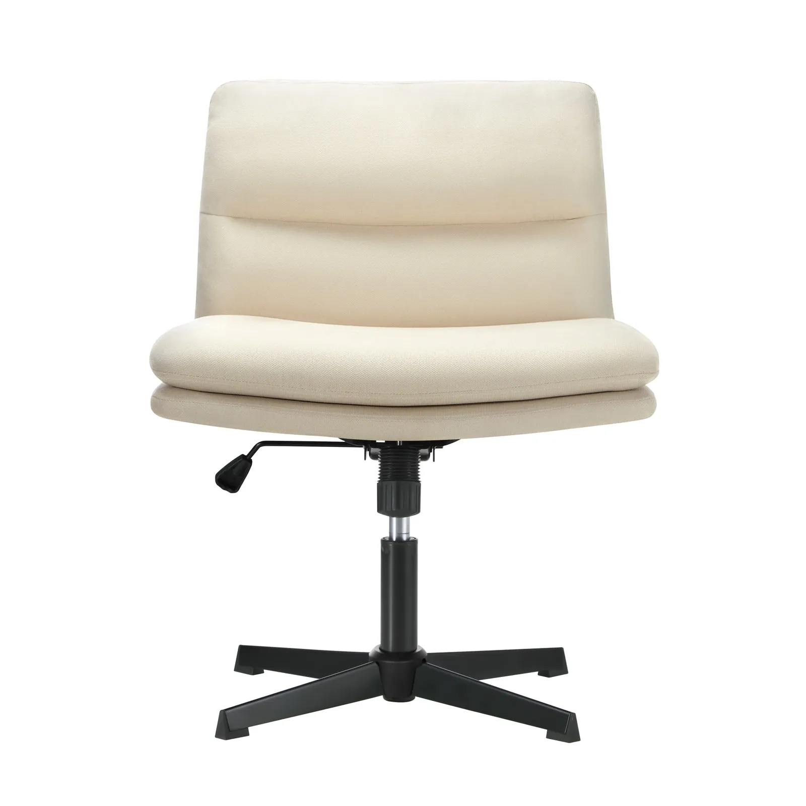Oikiture Mid Back Armless Office Desk Chair Wide Seat No Wheels Linen Beige