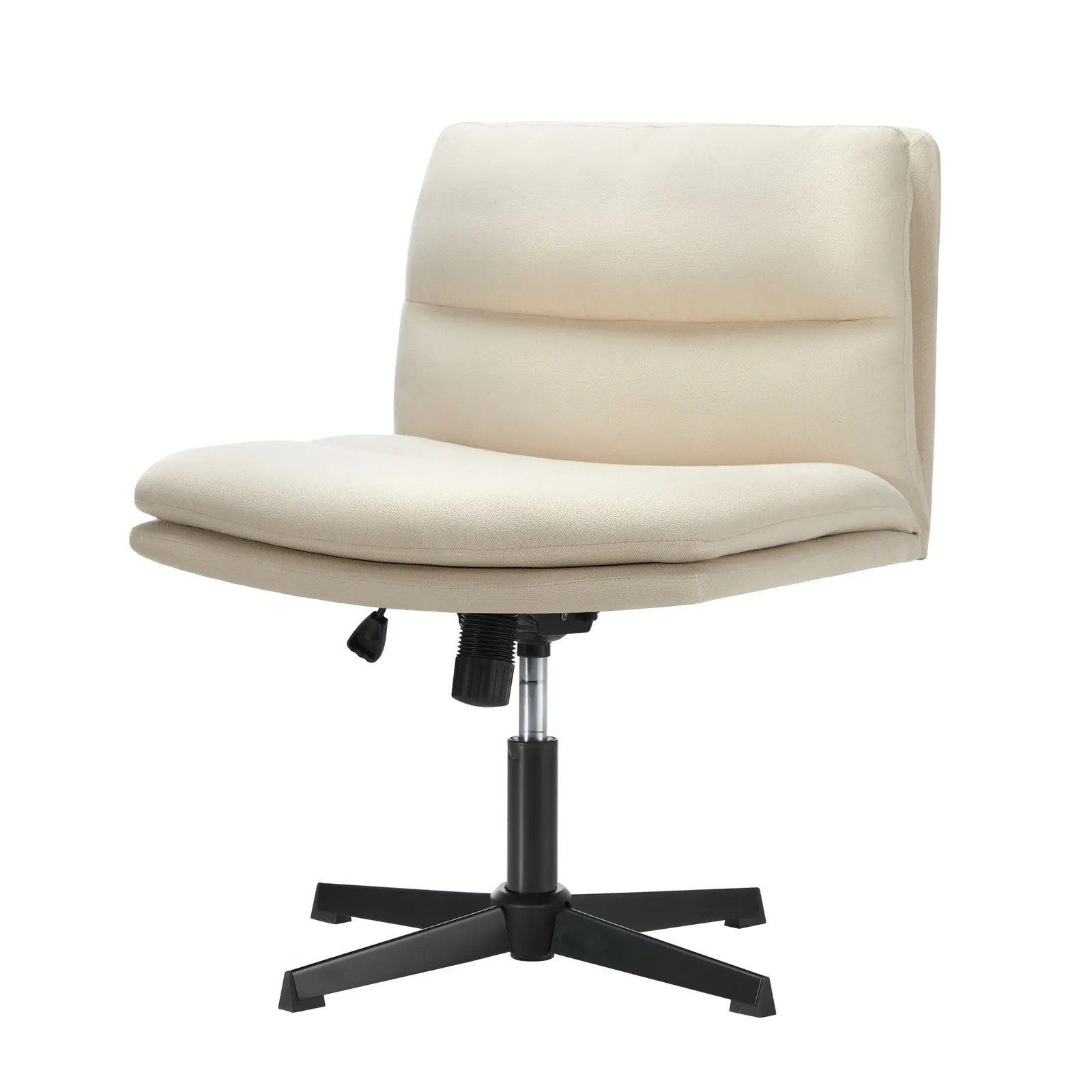 Oikiture Mid Back Armless Office Desk Chair Wide Seat No Wheels Linen Beige