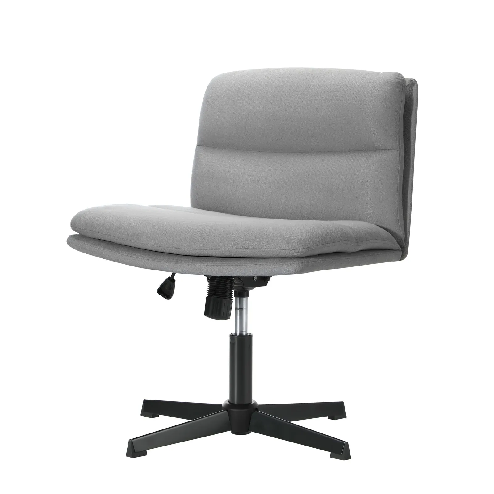 Oikiture Mid Back Armless Office Desk Chair Wide Seat No Wheels Linen Grey