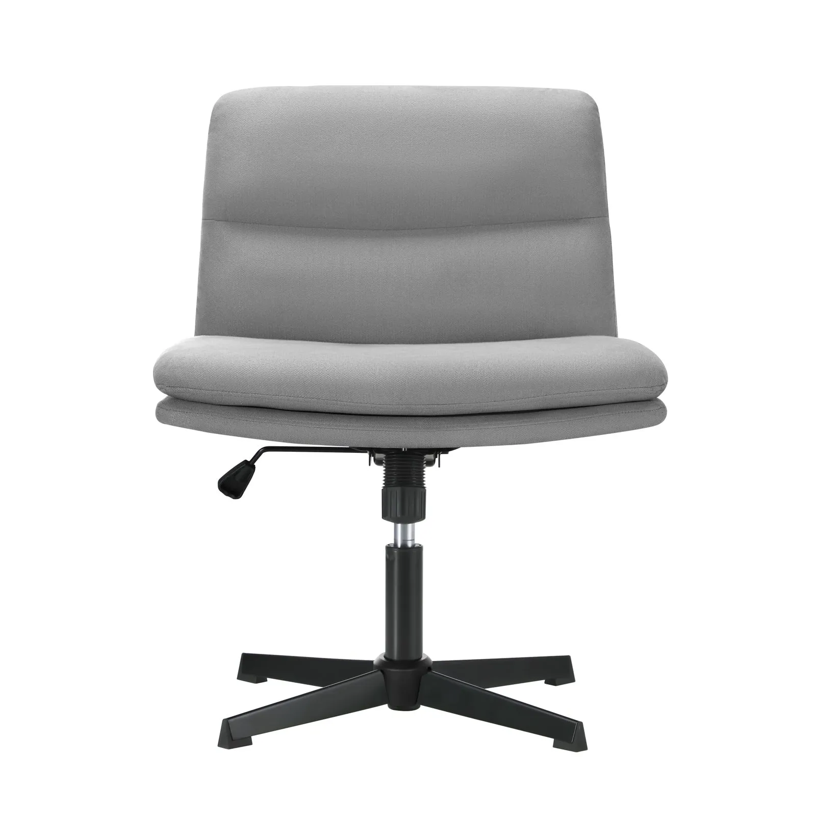 Oikiture Mid Back Armless Office Desk Chair Wide Seat No Wheels Linen Grey