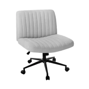 Oikiture Mid Back Armless Office Desk Chair Wide Seat with Wheels Linen Grey