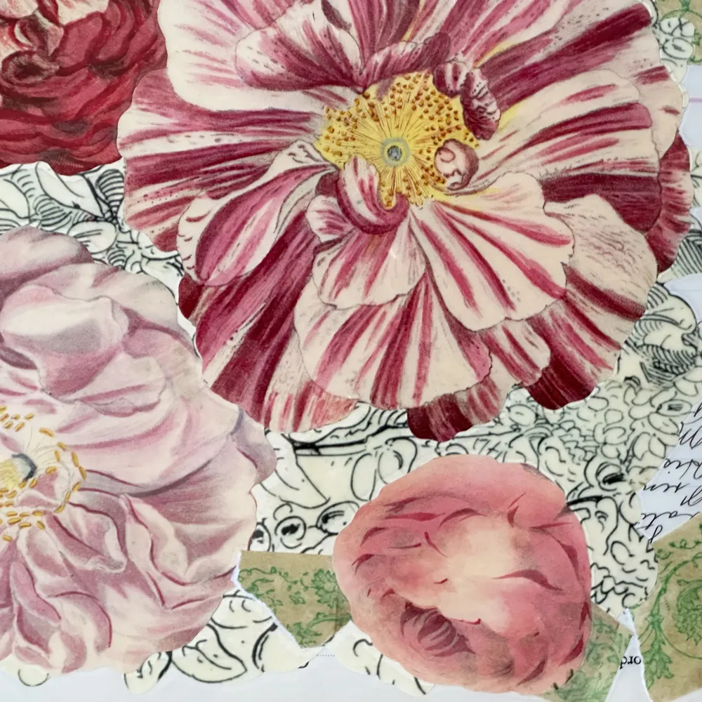 One of a Kind Collaged Flower Table Mat (#303)