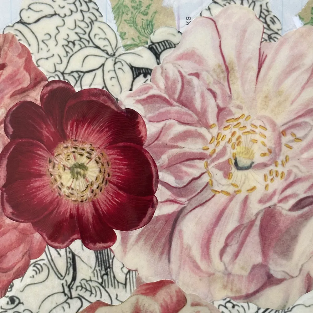 One of a Kind Collaged Flower Table Mat (#303)