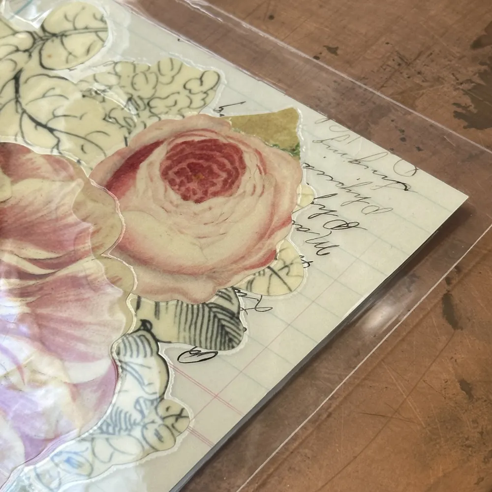 One of a Kind Collaged Flower Table Mat (#303)