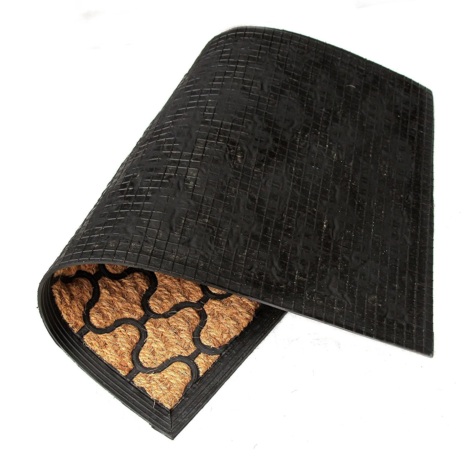 OnlyMat Elegant Hexagon Design Tough Rubber Moulded Coir Floor Mat