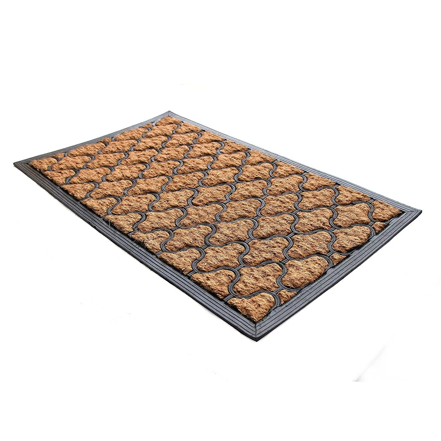 OnlyMat Elegant Hexagon Design Tough Rubber Moulded Coir Floor Mat