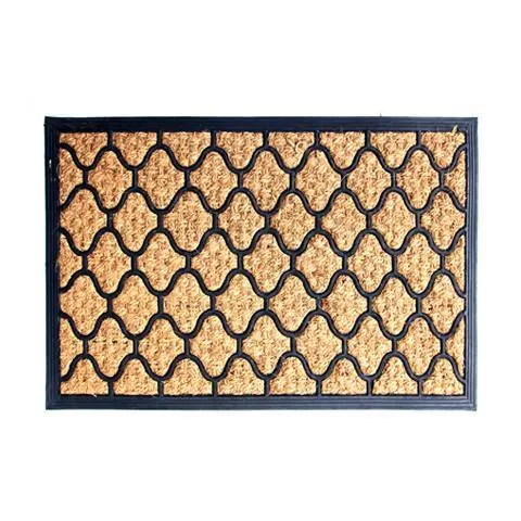 OnlyMat Elegant Hexagon Design Tough Rubber Moulded Coir Floor Mat