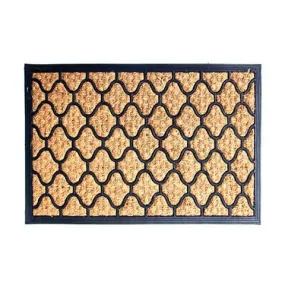 OnlyMat Elegant Hexagon Design Tough Rubber Moulded Coir Floor Mat