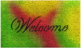 OnlyMat Multi-Colour Holi Special "Welcome" Printed Natural Coir Door Mat