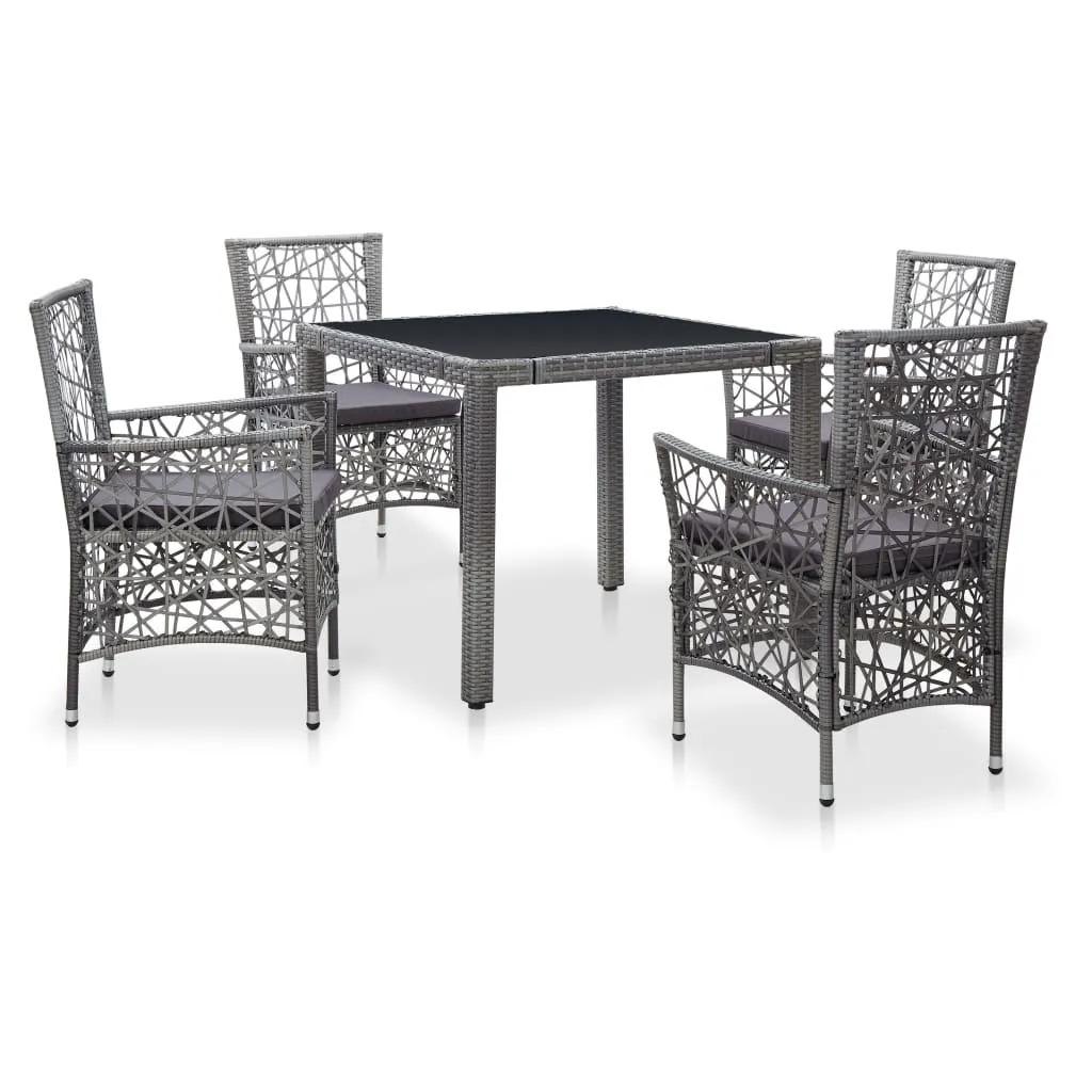 Outdoor Dining Set Poly Rattan Gray