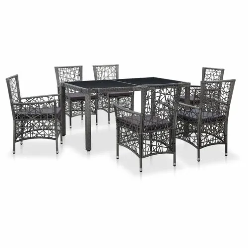 Outdoor Dining Set Poly Rattan Gray
