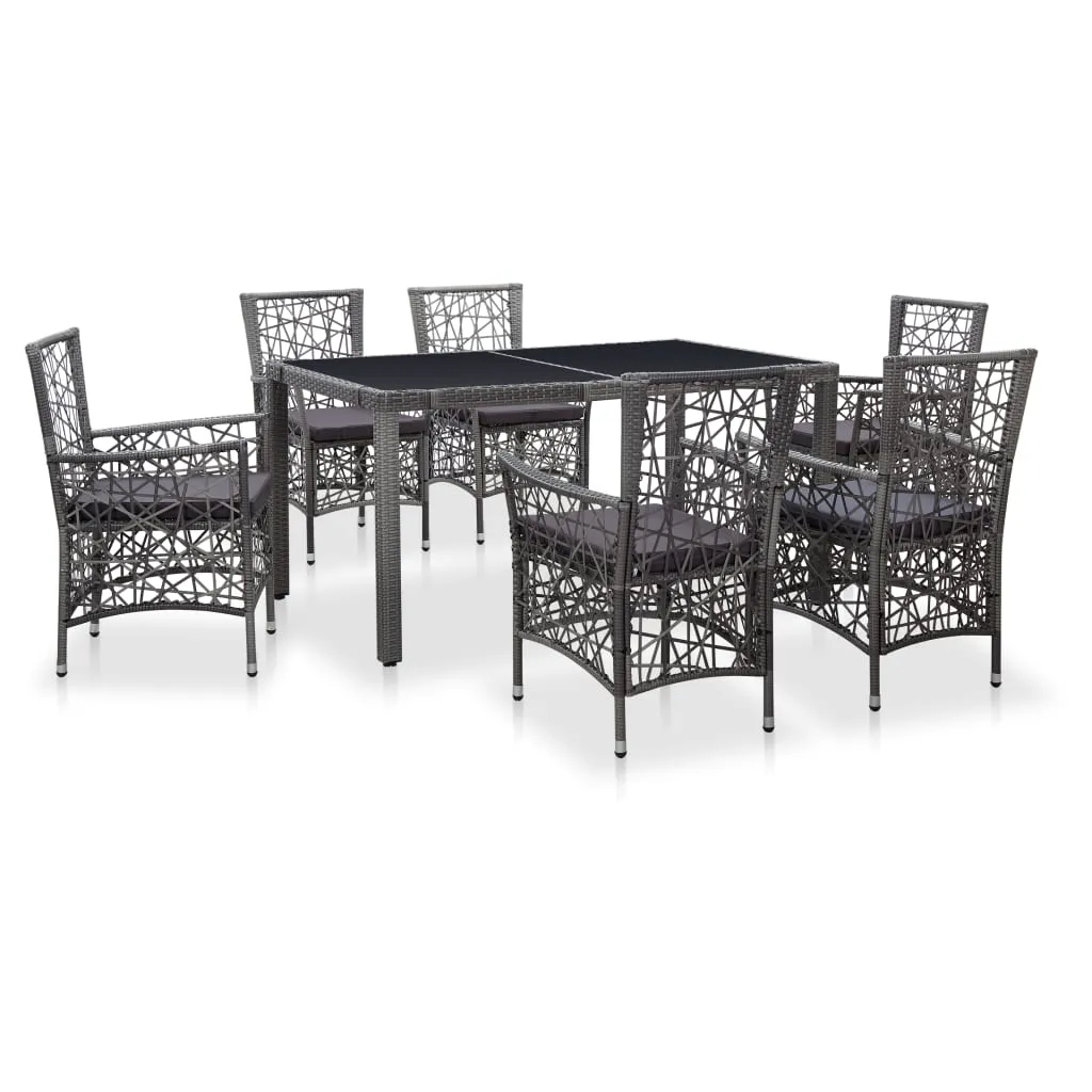 Outdoor Dining Set Poly Rattan Gray