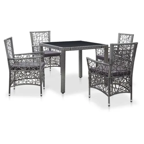 Outdoor Dining Set Poly Rattan Gray