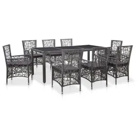Outdoor Dining Set Poly Rattan Gray