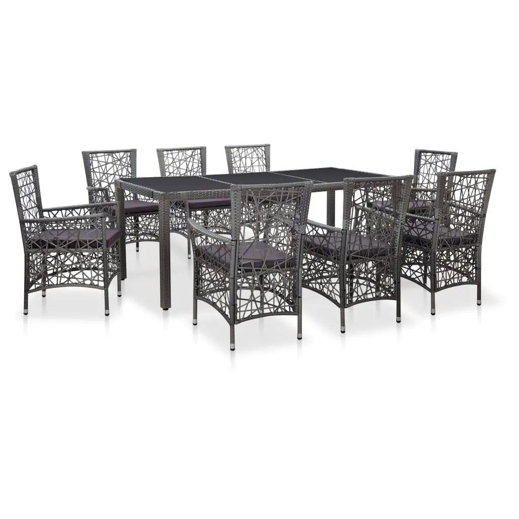 Outdoor Dining Set Poly Rattan Gray