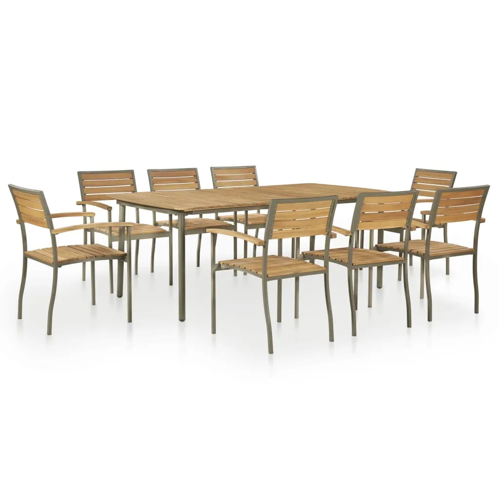Outdoor Dining Set Solid Acacia Wood and Steel