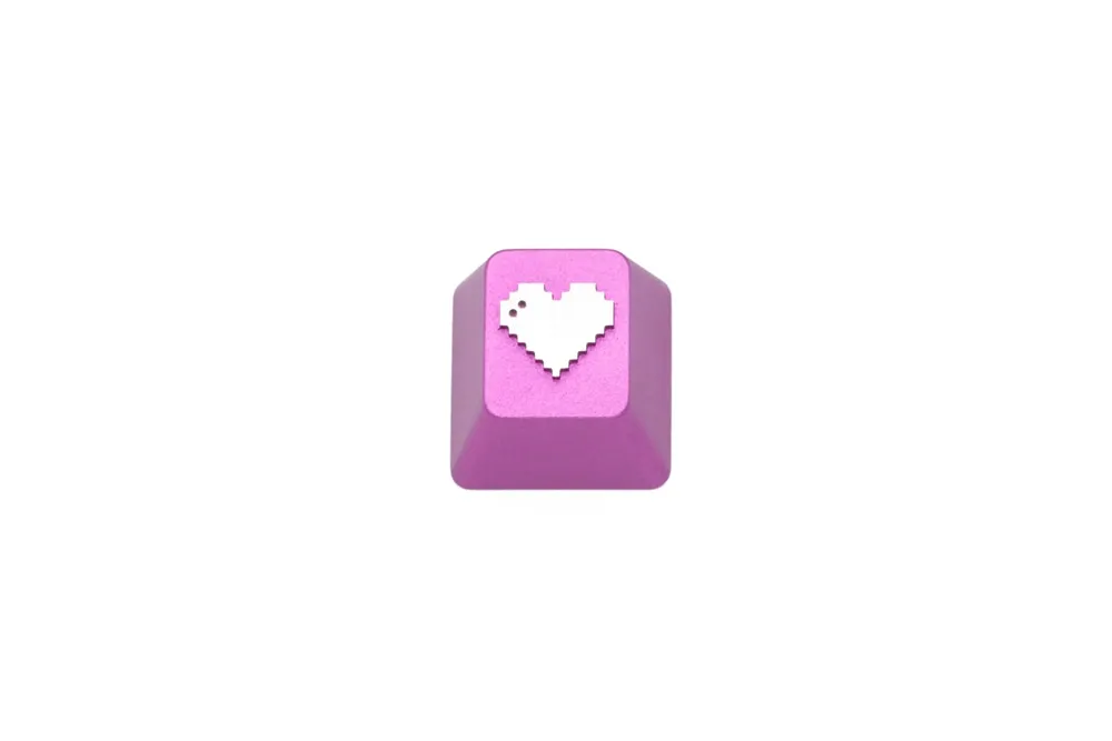 Pixel Heart anodized aluminum keycaps with anodizing for custom mechanical keyboards cherry profile grey black red green silver