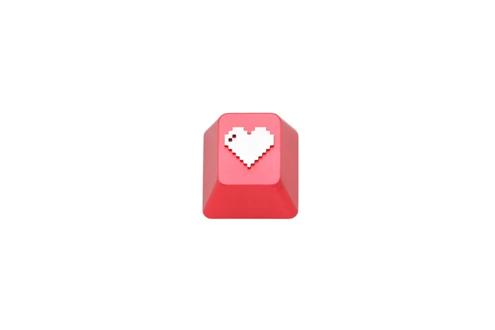 Pixel Heart anodized aluminum keycaps with anodizing for custom mechanical keyboards cherry profile grey black red green silver