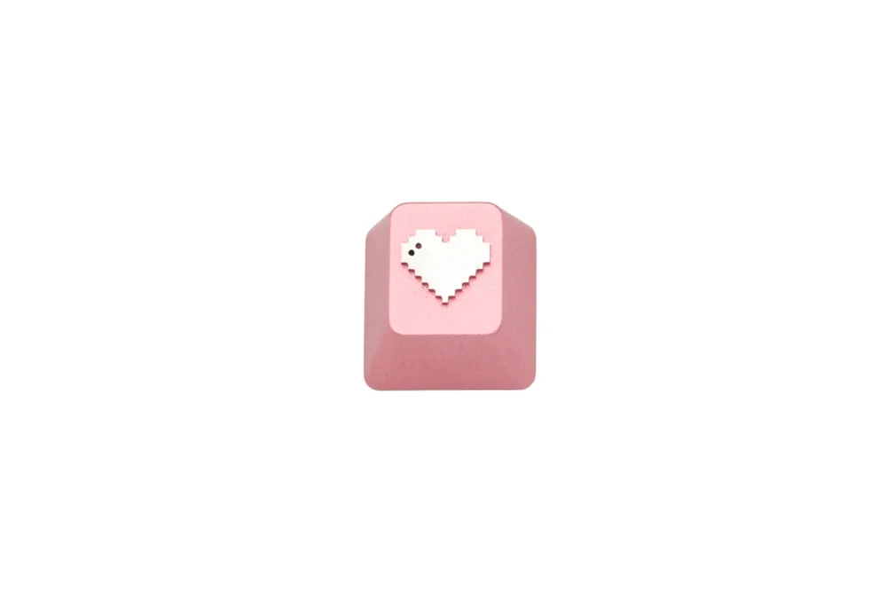 Pixel Heart anodized aluminum keycaps with anodizing for custom mechanical keyboards cherry profile grey black red green silver