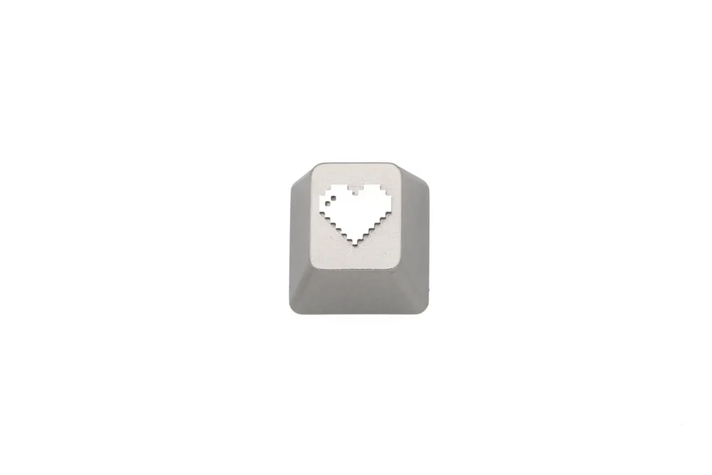 Pixel Heart anodized aluminum keycaps with anodizing for custom mechanical keyboards cherry profile grey black red green silver