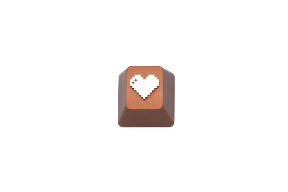 Pixel Heart anodized aluminum keycaps with anodizing for custom mechanical keyboards cherry profile grey black red green silver