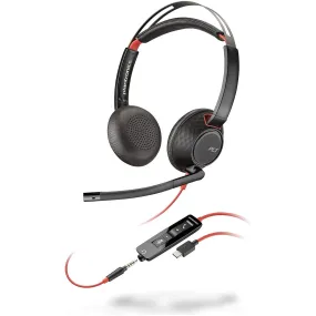 Plantronics - Blackwire C5220 - Wired, Dual-Ear (Stereo) Headset with Boom Mic - USB-C, 3.5 mm to connect to your PC, Mac, Tablet, or Cell Phone