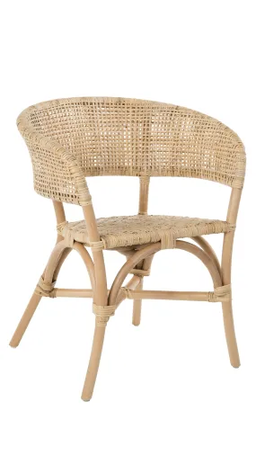 Rattan Cane Webbing Club & Dining Chair, Natural, Set of 2 Pieces