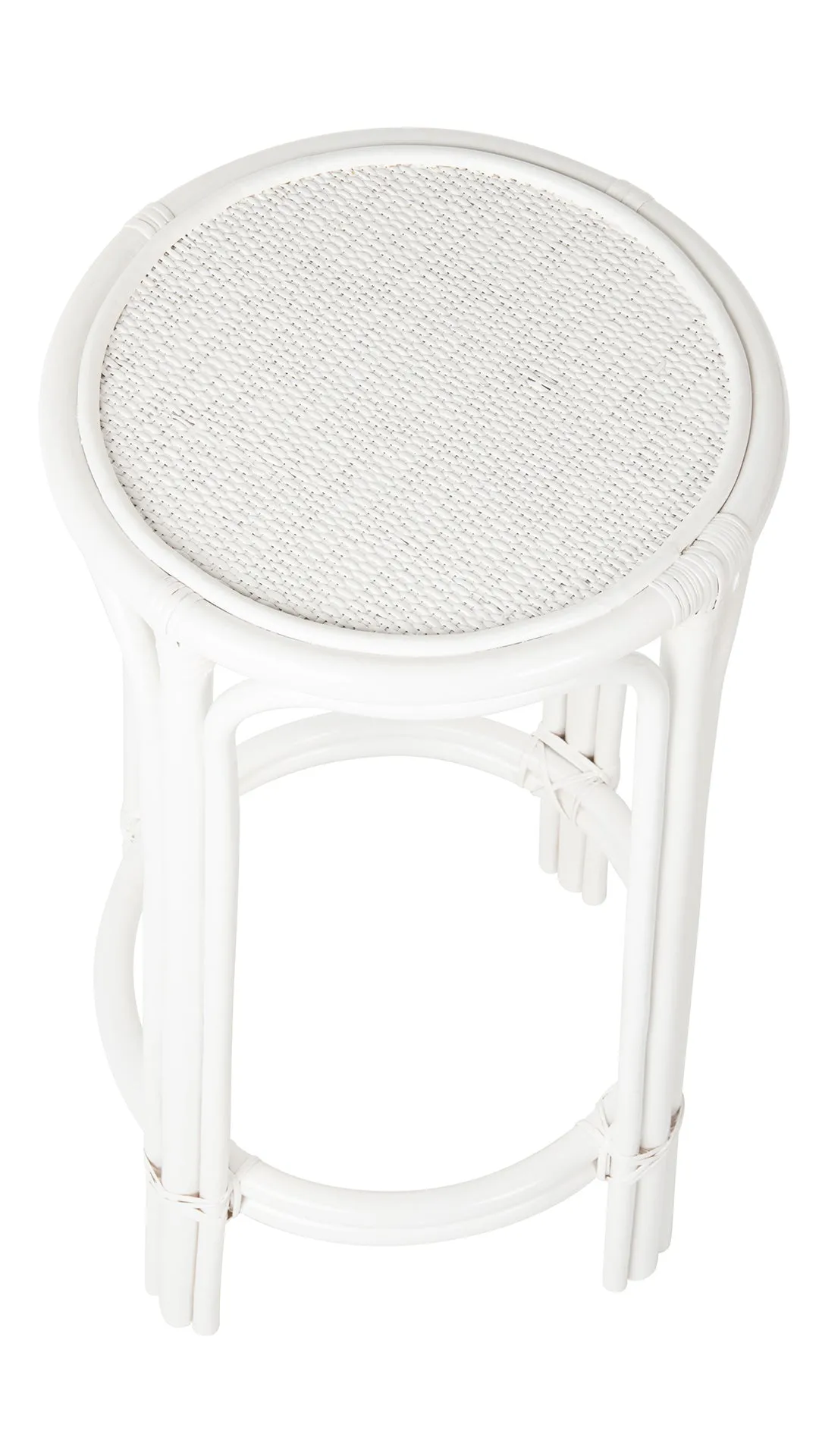 Rattan Lattice Backless Bar Stool, White