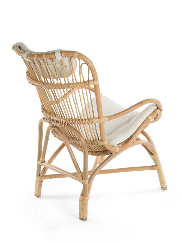Rattan Loop Lounge Chair with Seat and Head Cushion