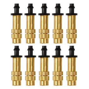 Serplex® Adjustable Water Spray Nozzle Copper 4/7mm Nozzle Water Spray Drip Irrigation Nozzle Mist Sprayer Micro Sprinkler for Garden Cooling Irrigation Lawn Vegetables Greenhouse - 10 Pcs