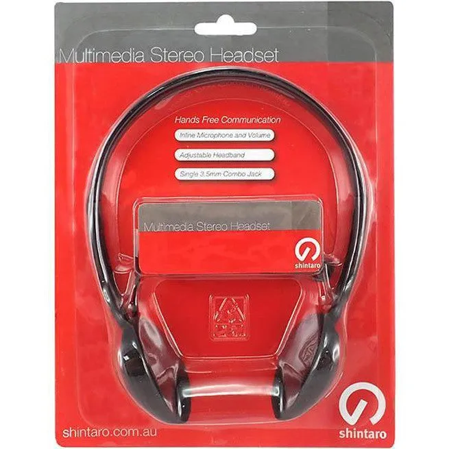 Shintaro Sh106M Stereo Headset With Inline Microphone Black