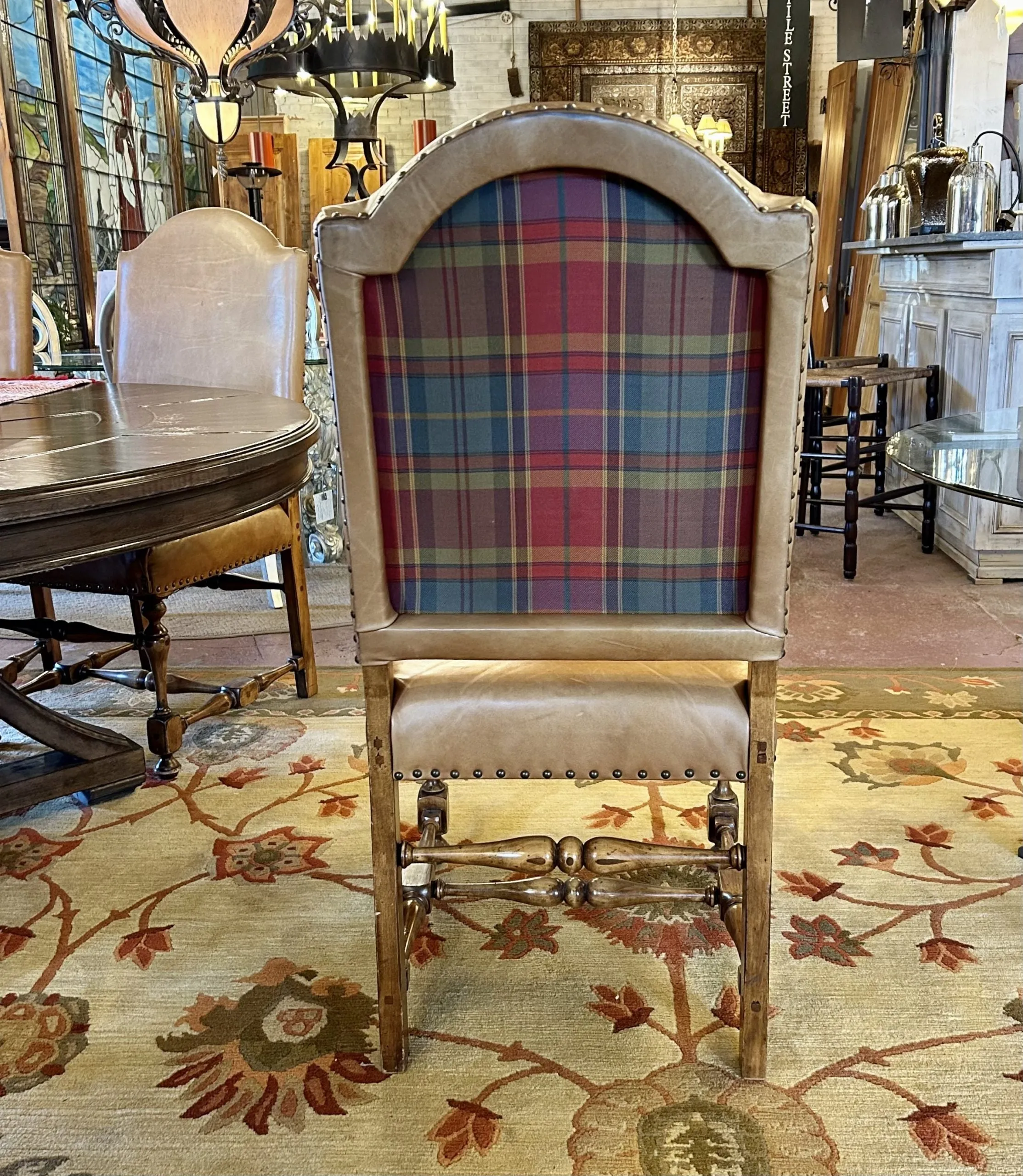 Slifer Tan Leather Dining Chairs, Set of Eight, Sold as One Set